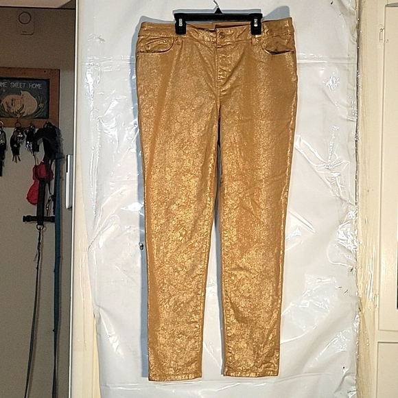 CHICO'S The Platinum Jeggings Bronze gold jeans 2‎ Going Out Sexy - Picture 1 of 6